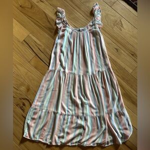 Absolutely Famous Striped Midi Dress - Pink, Blue, White